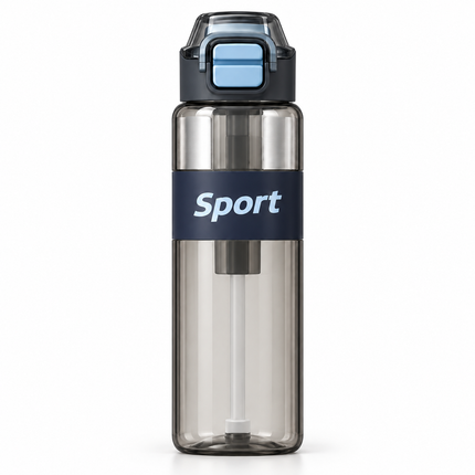 Dodge 680ml Sports Water Bottle Straw Flip Lid Gym School Travel Office