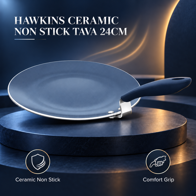 Hawkins Ceramic Non Stick Tava 24cm Induction Griddle with German Ceramic Coating