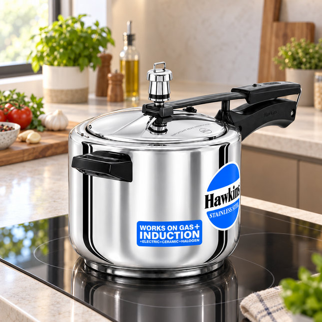 Hawkins Stainless Steel Pressure Cooker 2L 3L 4L 5L 6L Induction Gas Electric Compatible
