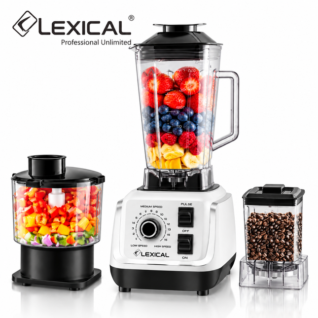 Lexical Germany 1500W 3 in 1 Professional Blender Mixer Griner Juicer Mixie 2L Jar Chopper Coffee Grinder