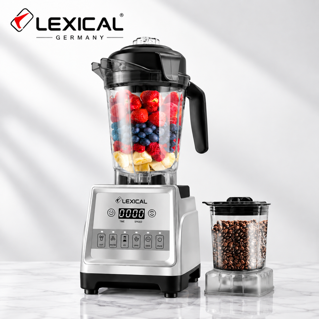 Lexical Germany 2400W 2 in 1 Professional Blender Mixer Grinder Juicer Mixie with 3L Jar LED Touch Control 9 Speed Levels Pulse Function Stainless Steel Blades