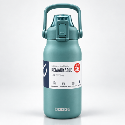 Dodge Stainless Steel Vacuum Flask 1.3L 1.7L Hot Cold Travel Bottle Tea Coffee Water