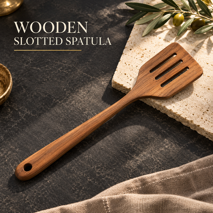 Natural Acacia Wooden Kitchen Utensils Individual or 5, 7, 8, 10 Piece Sets Cooking Slotted Spoon Flat Slotted Spatulas Salad Fork Holder
