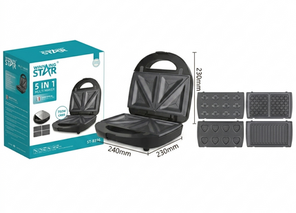 Winning Star Sandwich Makers Collection | 5-in-1 Sandwich Maker 5-in-1 configuration EU Plug Silver, 5-in-1 Sandwich Maker 5-in-1 configuration UK Plug Silver, Sandwich Maker Grill Machine 750W EU Plug Silver, Sandwich Maker Grill Machine 750W UK Plug...