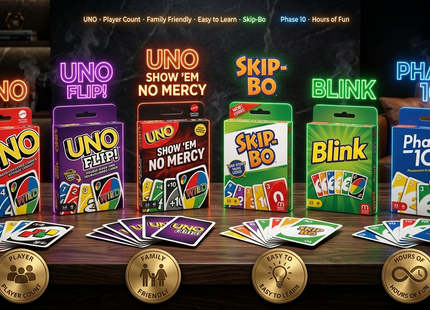 Mattel Card Games Kids Family UNO Flip No Mercy SkipBo Blink Phase 10 Gift Table Top Christmas
