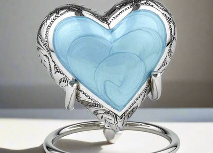 Royal Rapture Urn for Ashes Funeral Memorial Cremation Keepsake Love Urns Decorative Brass Heart with Stand 3" (RHM03)