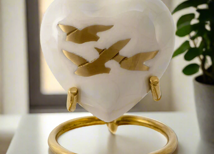 Royal Rapture Urn for Ashes Funeral Memorial Cremation Keepsake Love Urns Decorative Brass Heart with Stand 3" (RHM03)