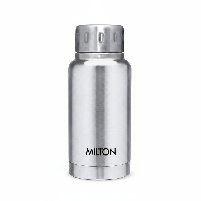 Milton Elfin 160, Double Wall Vacuum Insulated Flask, 160 ml | 5.4 oz | Hot & Cold Water Bottle, 18/8 Stainless Steel, Compact Flask, Durable Body, BPA Free, Leak-Proof Simple Screw Lid | Silver