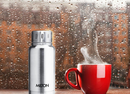 Milton Elfin 160, dvoustěnná vakuově izolovaná láhev, 160 ml | 5,4 oz | Termoska na teplou a studenou vodu, nerezová ocel 18/8, kompaktní láhev, odolné tělo, bez BPA, nepropustné jednoduché šroubovací víčko | Stříbrná