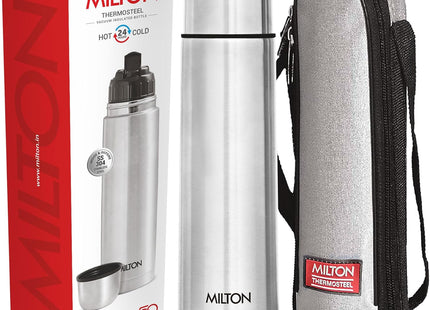 Milton Vacuum Flask for Hot Drink 1 Litre (34 oz), Stainless Steel Double Walled Insulated Water Bottle for 24 Hour Hot and Cold Drinks with Cover, Leak Proof, BPA Free, Thermosteel Flip Lid 1000 ml