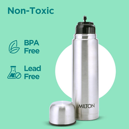 MILTON Thermosteel Vacuum Flask  Insulated Hot Cold Water Bottle Various option Stainless Steel Flip Lid Leakproof BPA Free 24 Hour Travel Flask for Tea Coffee Gym Office 350ml 500ml 750ml 1L