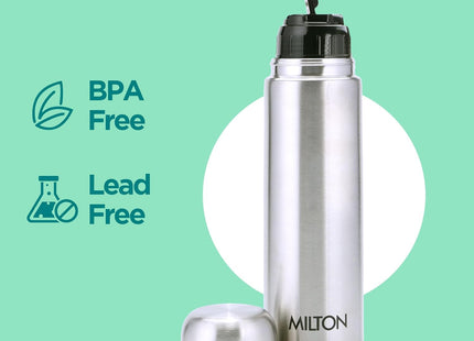 Milton Flip Lid 750, Double Walled Vacuum Insulated 750 ml | 25 oz | 24 Hours Hot and Cold Water Bottle with Cover, Stainless Steel, BPA Free, Food Grade, Leak Proof | Silver
