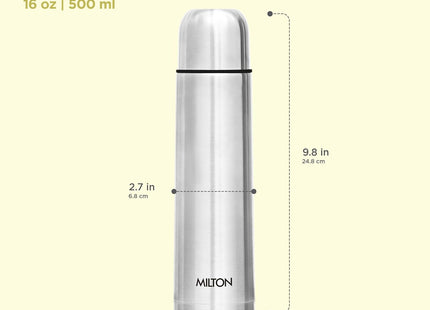 Termoska Milton na horké nápoje 500 ml, nerezová dvoustěnná izolovaná láhev na teplé a studené nápoje po dobu 24 hodin, nepropustná, bez BPA, termocelové víčko Flip Lid