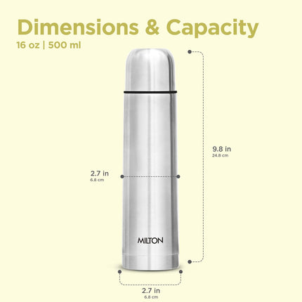 MILTON Thermosteel Vacuum Flask  Insulated Hot Cold Water Bottle Various option Stainless Steel Flip Lid Leakproof BPA Free 24 Hour Travel Flask for Tea Coffee Gym Office 350ml 500ml 750ml 1L