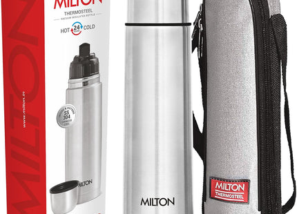 Milton Flip Lid 750, Double Walled Vacuum Insulated 750 ml | 25 oz | 24 Hours Hot and Cold Water Bottle with Cover, Stainless Steel, BPA Free, Food Grade, Leak Proof | Silver