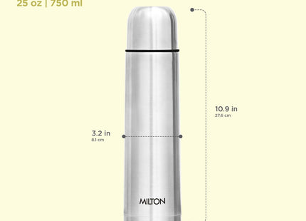 Milton Flip Lid 750, Double Walled Vacuum Insulated 750 ml | 25 oz | 24 Hours Hot and Cold Water Bottle with Cover, Stainless Steel, BPA Free, Food Grade, Leak Proof | Silver