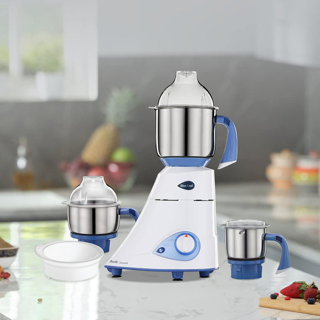 Preethi MG 214 Indian Mixer Grinder 750W â€“ 3 Stainless Steel Jars, Shockâ€‘Proof ABS Body, Fine Dry & Wet Grinding, Indian Plug + International Converter