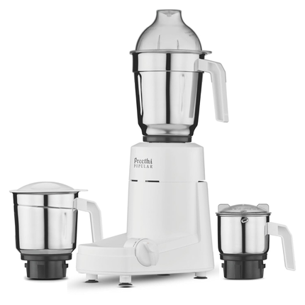 Preethi Popular MG142 750W Indian Mixer Grinder 3 Stainless Steel Jars Wet Dry Grinding Chutney Making Kitchen Appliance White