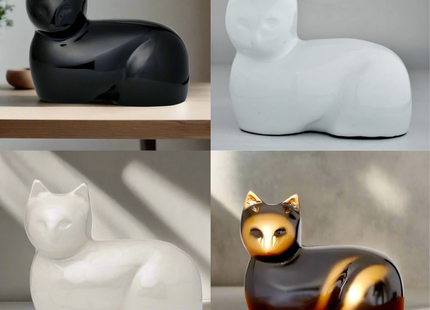 Royal Rapture Cat Kitty Figurine Pet Urn For Ashes Cremation Funeral Memorial Love Urns decorative Alloy 5" (RCM04)