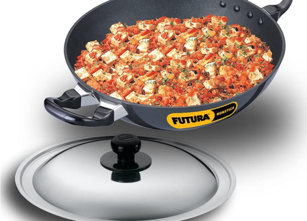 Futura Non-Stick Deep-Fry Pan(Kadhai) 2.5/4-Litre with Steel Lid and Round Bottom