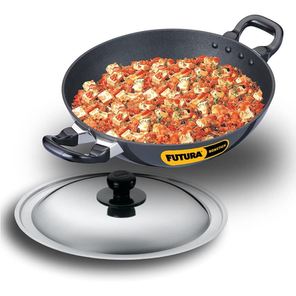 Hawkins Futura Non Stick Deep Fry Pan 2.5L 4L Hard Anodised Aluminium Pan + Lid
