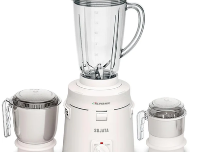 Sujata Supermix 900W Indian Mixer Grinder - 3 Stainless Steel Jars, Heavy Duty Mixie for Dosa Batter, Chutney & Masala Grinding, Indian Plug + International Converter