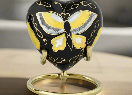 Royal Rapture Urn for Ashes Funeral Memorial Cremation Keepsake Love Urns Decorative Brass Heart with Stand 3" (RHM03)