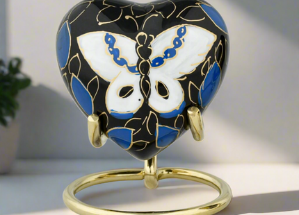 Royal Rapture Urn for Ashes Funeral Memorial Cremation Keepsake Love Urns Decorative Brass Heart with Stand 3" (RHM03)