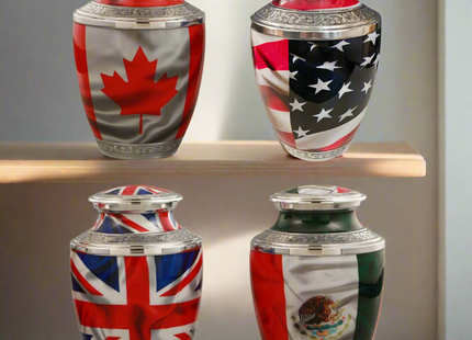 Royal Rapture Urn for ashes Cremation Memorial Funeral Love Urns Decorative Adult Human Child Flag Design USA UK Mexico Canada 10" Large (RJM04)