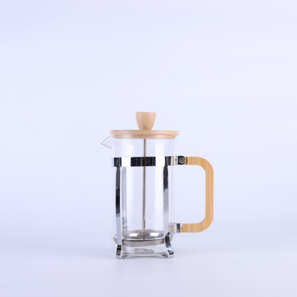 French Press Coffee Maker Glass Carafe, Bamboo Lid & Stainless Steel Filter