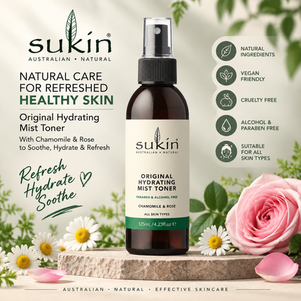Sukin Face Care Collection Detoxifying Clay Mask Hydrating Mist Toner Natural Skincare