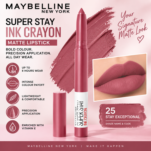 Maybelline New York SuperStay Lipstick Collection Matte Ink Liquid Crayon Long Lasting Lip Colour Shades