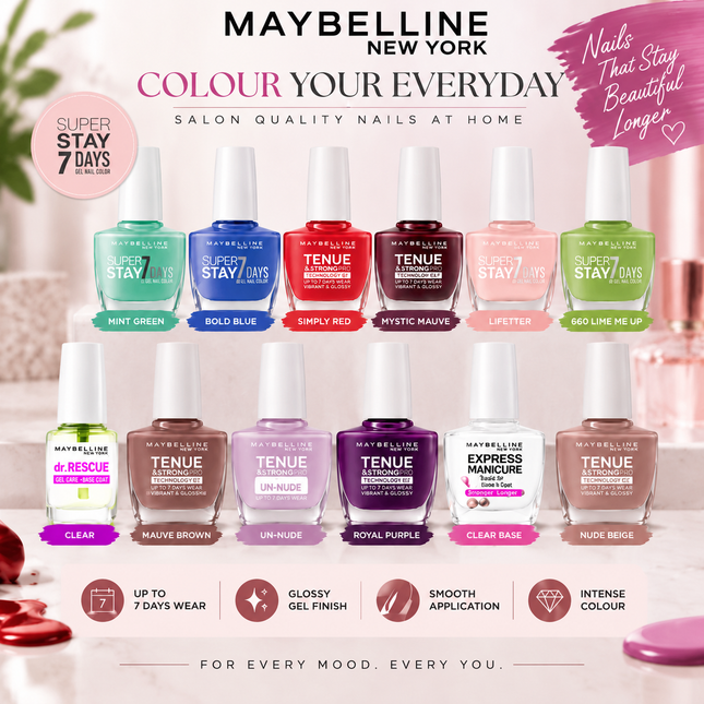 Maybelline New York SuperStay Gel Nail Polish Collection Glossy Matte Finish Long Lasting Nail Colour