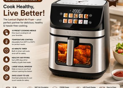 Lexical Air Fryers Collection – 9L & 12L Digital Air Fryers | 1600W, 2100W & 2350W| Digital Air Fryer | Large Air Fryer
