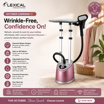 Lexical Germany Clothes Garment Steamer 2000W 3.2L Water Tank Continuous Steam