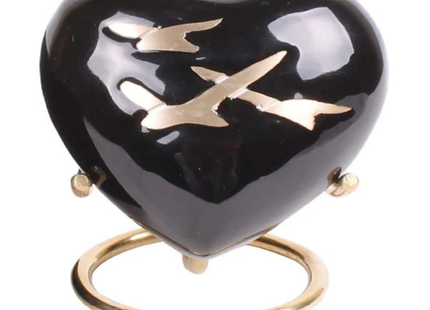 Royal Rapture Urn for Ashes Funeral Memorial Cremation Keepsake Love Urns Decorative Brass Heart with Stand 3" (RHM03)