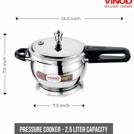 VINOD Stainless Steel Handi Pressure Cooker  Glass Lid 1.5L 2.5L 3.5L 5.5L GAS Induction Compatible