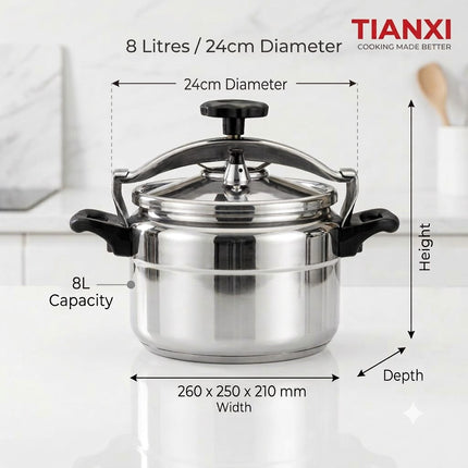 Tianxi Stainless Steel Pressure Cooker 5L 8L 11L Heavy Duty Premium Cooking Cookware Large Capacity Pot