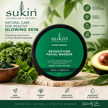 Sukin Face Care Collection Detoxifying Clay Mask Hydrating Mist Toner Natural Skincare