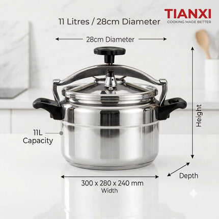 Tianxi Stainless Steel Pressure Cooker 5L 8L 11L Heavy Duty Premium Cooking Cookware Large Capacity Pot