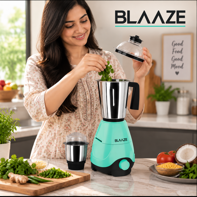 BLAAZE 600W Indian Mixer Grinder Mixie 3 Stainless Steel Jars 20000 RPM Chutney Masala Grinding Blending Juicing