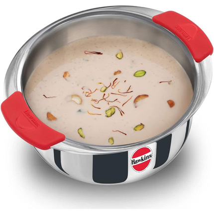 Hawkins 1.5 , 2 , 2.5 Litre Metro Patila Triply Stainless Steel Tope Induction Bhagona Tapeli Silver