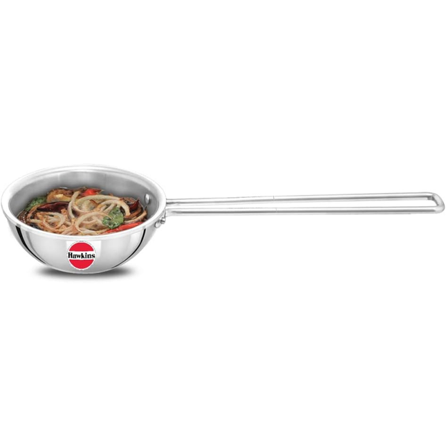 Hawkins 1.5 Cup Tadka Pan, 360 ml Triply Stainless Steel Pan, Induction Pan, Silver (STP15)