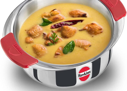 Hawkins 1.5 , 2 , 2.5 Litre Metro Patila Triply Stainless Steel Tope Induction Bhagona Tapeli Silver