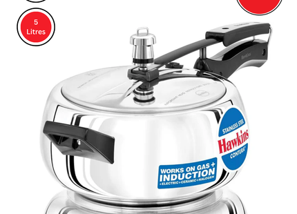 Hawkins Contura Pressure Cooker, Stainless Steel Cooker, Handi Cooker, Induction Cooker, Silver