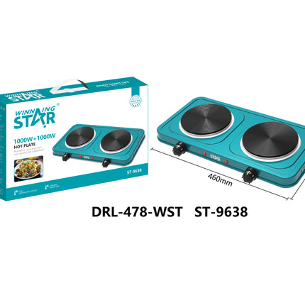 Winning Star 1000W 2000W Electric Hot Plate Single, Double Burner Cooktop Portable