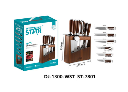 Winning Star Knife Sets Collection | 2-in-1 Knife Set 24.3 216g, 3-in-1 Knife Set 20.5 216g, 5-in-1 Knife Set 130g Silver, 5-in-1 Knife Set 20.5 222g, 7-in-1 Knife Set 25.5 270g | Models ST-7804, ST-7806-2, ST-7806-3, ST-7807-5, ST-7801 | Kitchen...