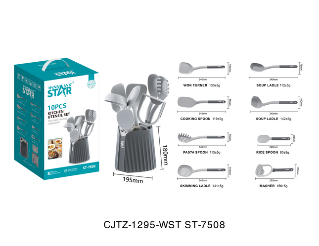 Winning Star Kitchen Utensil Sets Collection | 7-in-1 Nylon Kitchen Utensil Set 33.5 5g, 7-in-1 Silicone Kitchen Utensil Set 28.5 130g | Models ST-7508, ST-7507 | Cooking Utensils | Silicone Utensils | Nylon Utensils | Spatula Set