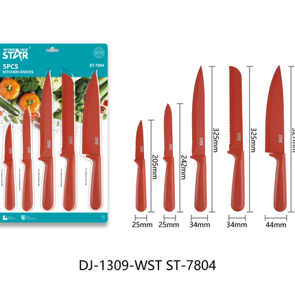 Winning Star Stainless Steel Kitchen Knife 2, 3, 5 ,7 Pcs Set Chopping Slicing Food Preparation