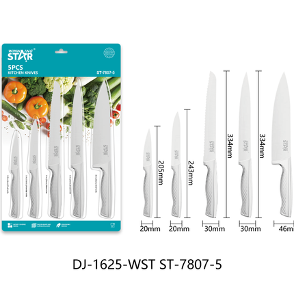 Winning Star Stainless Steel Kitchen Knife 2, 3, 5 ,7 Pcs Set Chopping Slicing Food Preparation